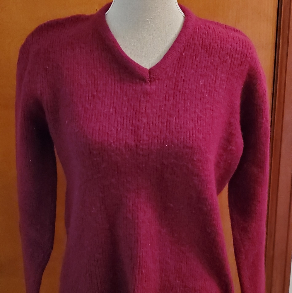 Mens VINTAGE Maroon Brentwood Sportswear Mirapaca/Alpaca V-Neck Sweater size L